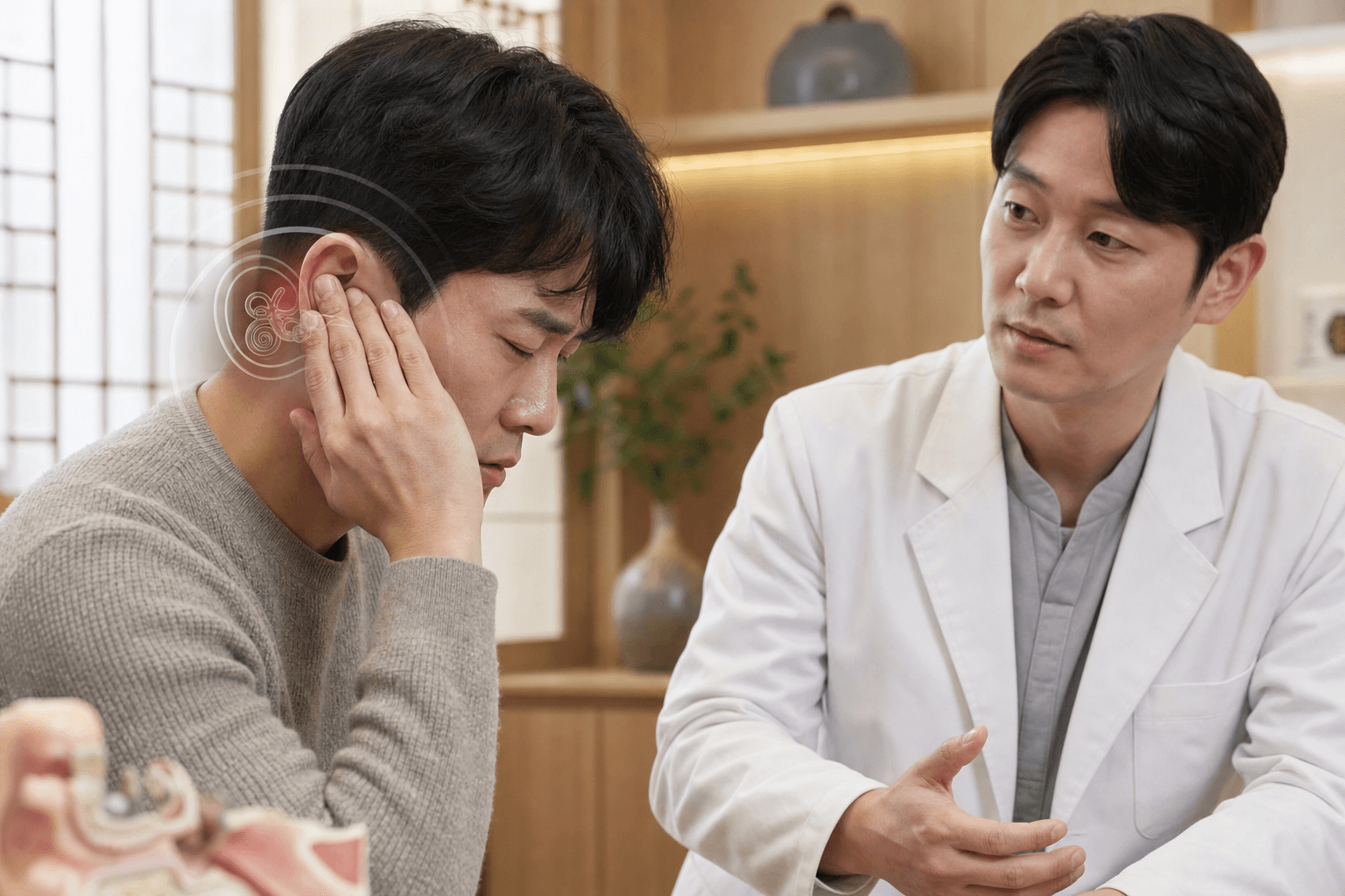 두통과 이명 · 동반 증상 — AI 생성 안내 이미지