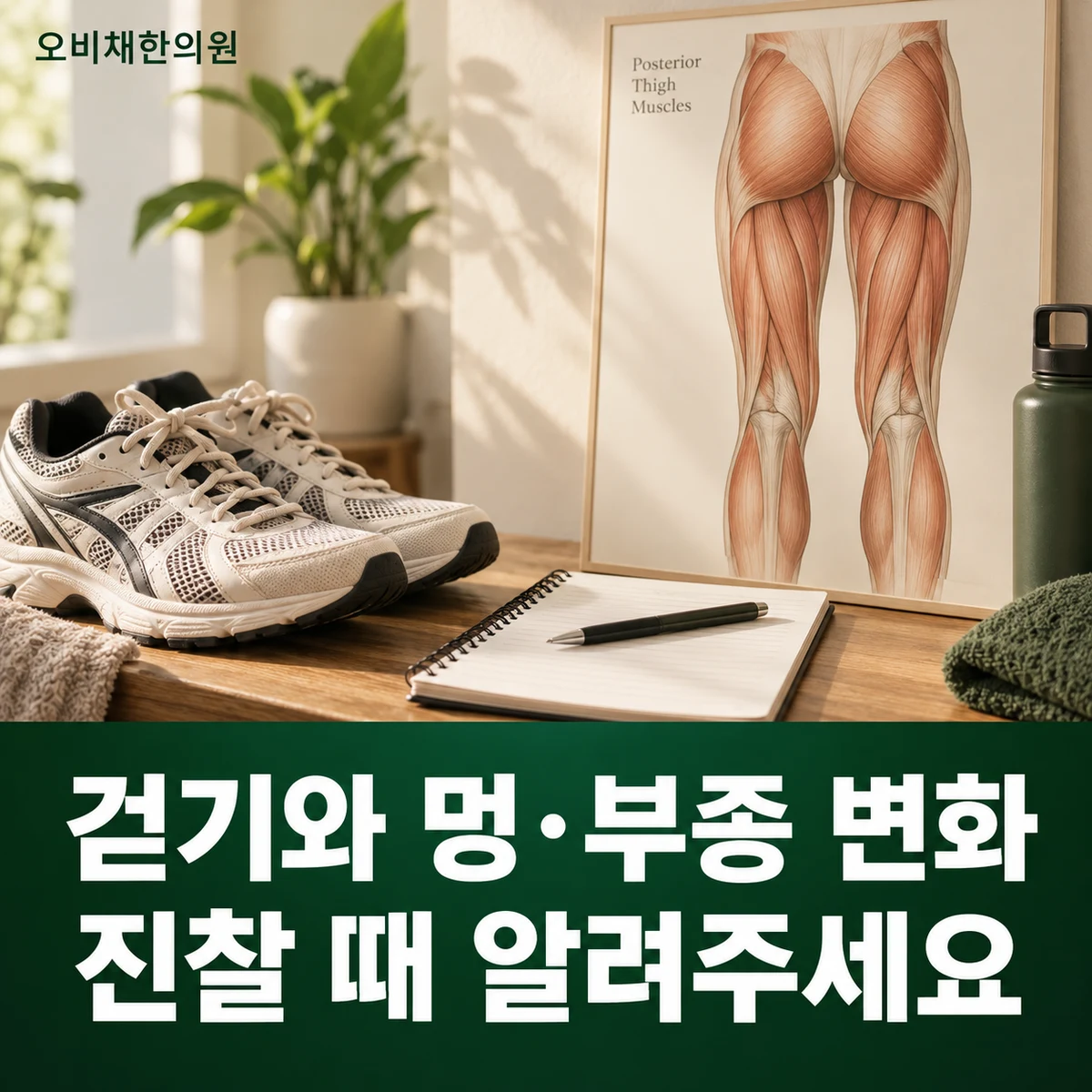 목동 햄스트링통증 진찰·검사 · 걷기와 멍·부종 변화 · 진찰 때 알려주세요
