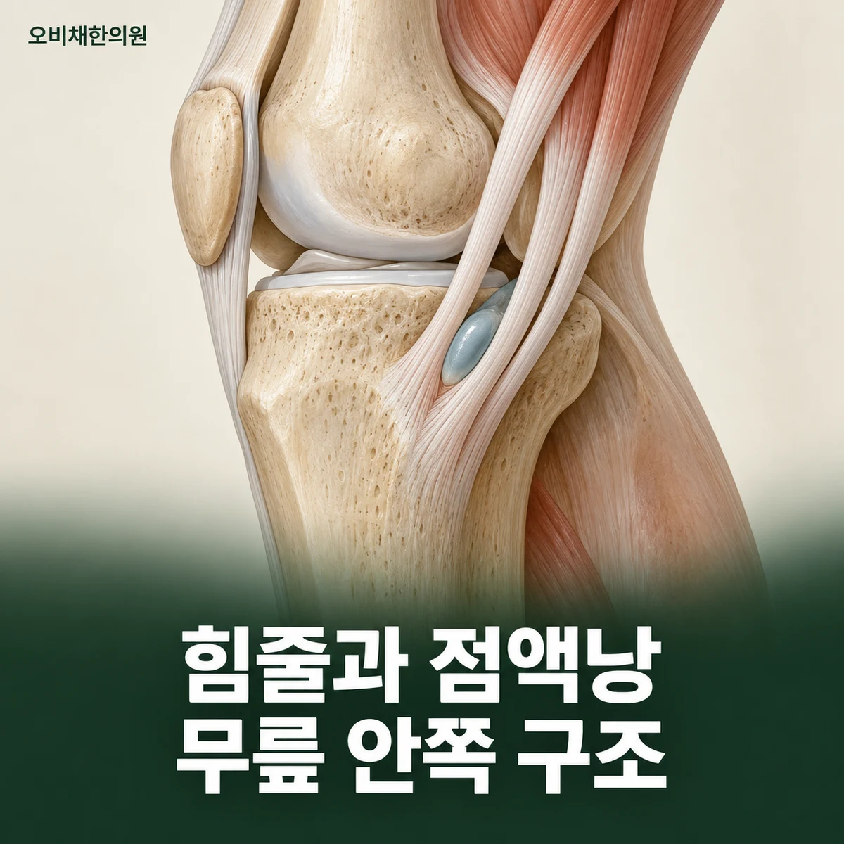 목동 거위발건염 원인과 구분 · 힘줄과 점액낭 구조