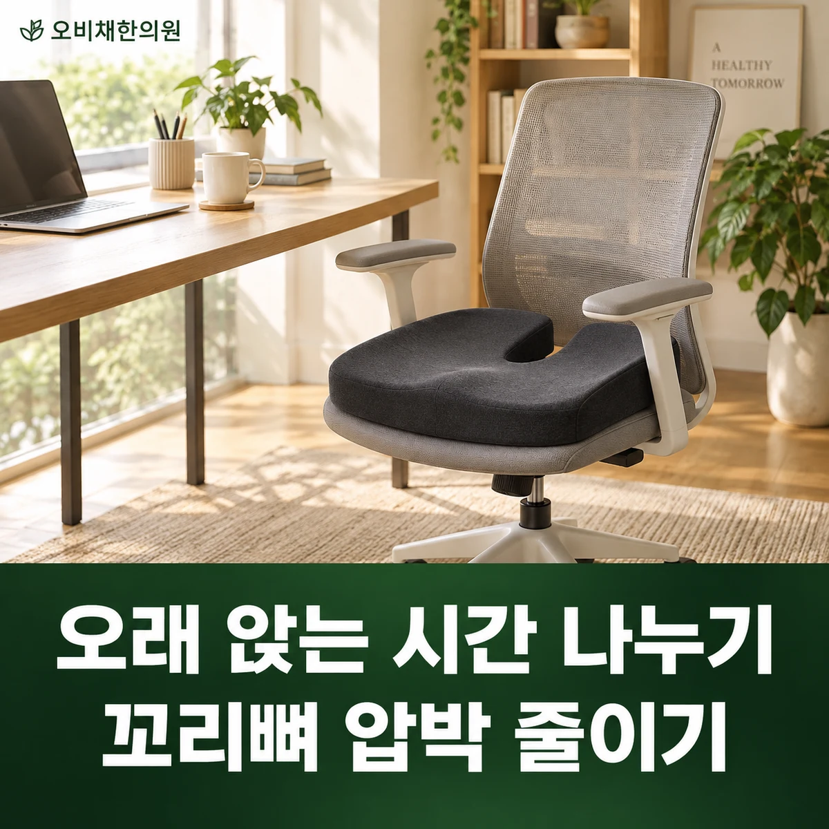 목동 꼬리뼈통증 생활관리 · 오래 앉는 시간 나누기 · 꼬리뼈 압박 줄이기